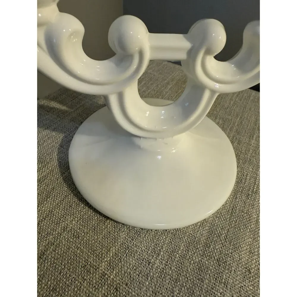 🕯️ Vintage Indiana Glass White Milk Glass Double Candle Holder | 7” Wide | Clas